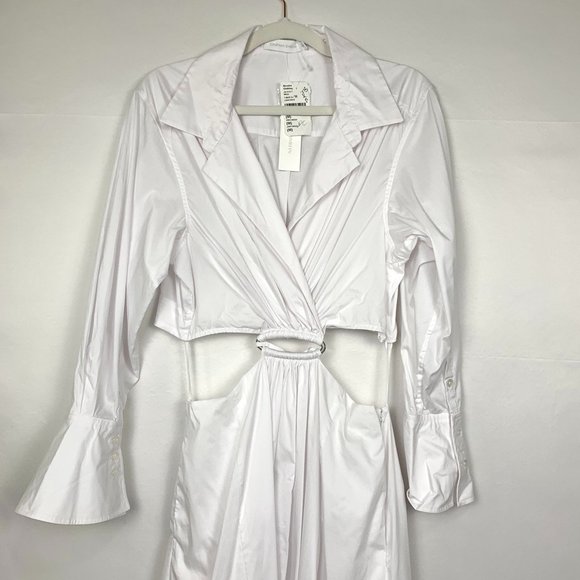 NWT Jonathan Simkhai Alex Pleated Cut Out Maxi Midi Dress White Medium - Picture 5 of 13